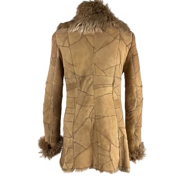 Genuine Shearling Sheepskin Patchwork Penny Lane Coat Sz 38 - Picture 5 of 16